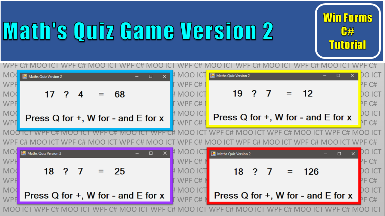 C# Tutorial – Math's Quiz Game Version 2 in Windows Form ...